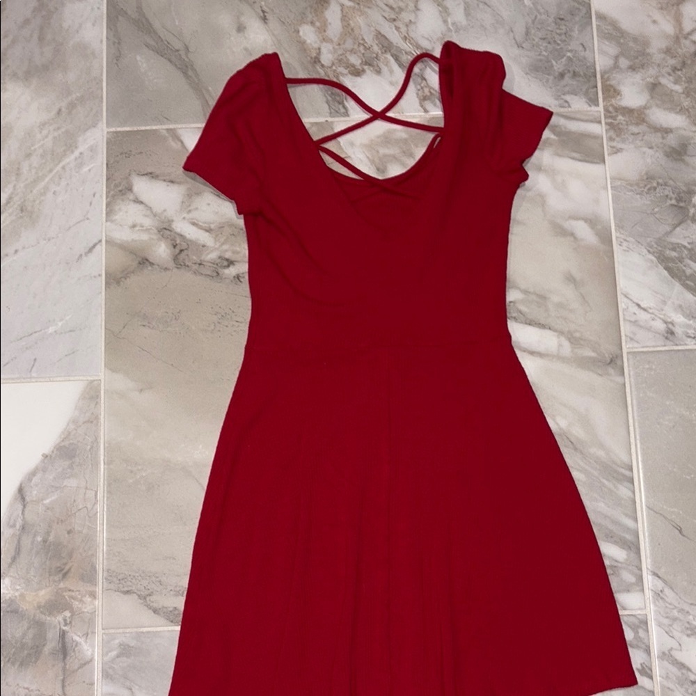 Hollister Red Fit and Flare Backless Dress - Picture 3 of 4